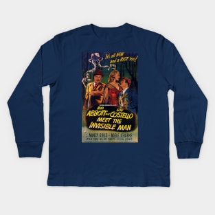 Classic Horror-Comedy Poster - Abbott & Costello Meet the Invisible Man Kids Long Sleeve T-Shirt